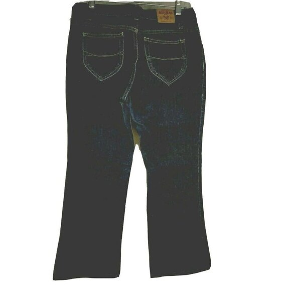 Roxy Bootcut Blue Denim Jeans 11 Dark Wash 5 Pockets Relaxed Cotton 32x29 Logo - Picture 1 of 9